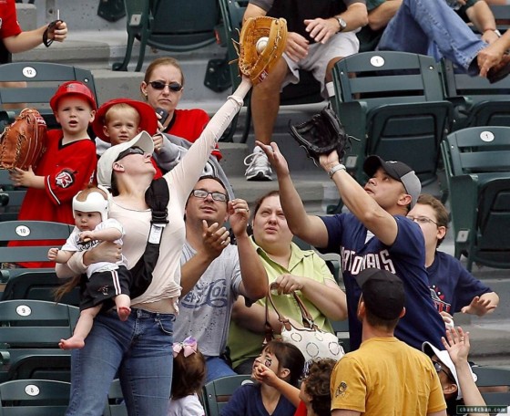 baseball with dad - Multitalented Mom Catches a Baseball