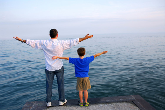 Creative time - father and son a  pier