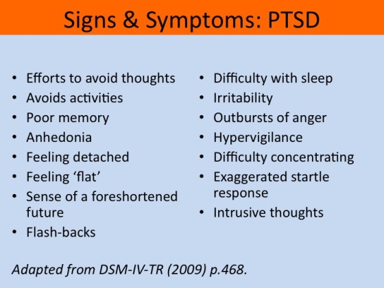 Signs & Symptoms of PTSD