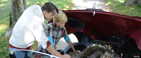 Weekend projects - father and son working on car