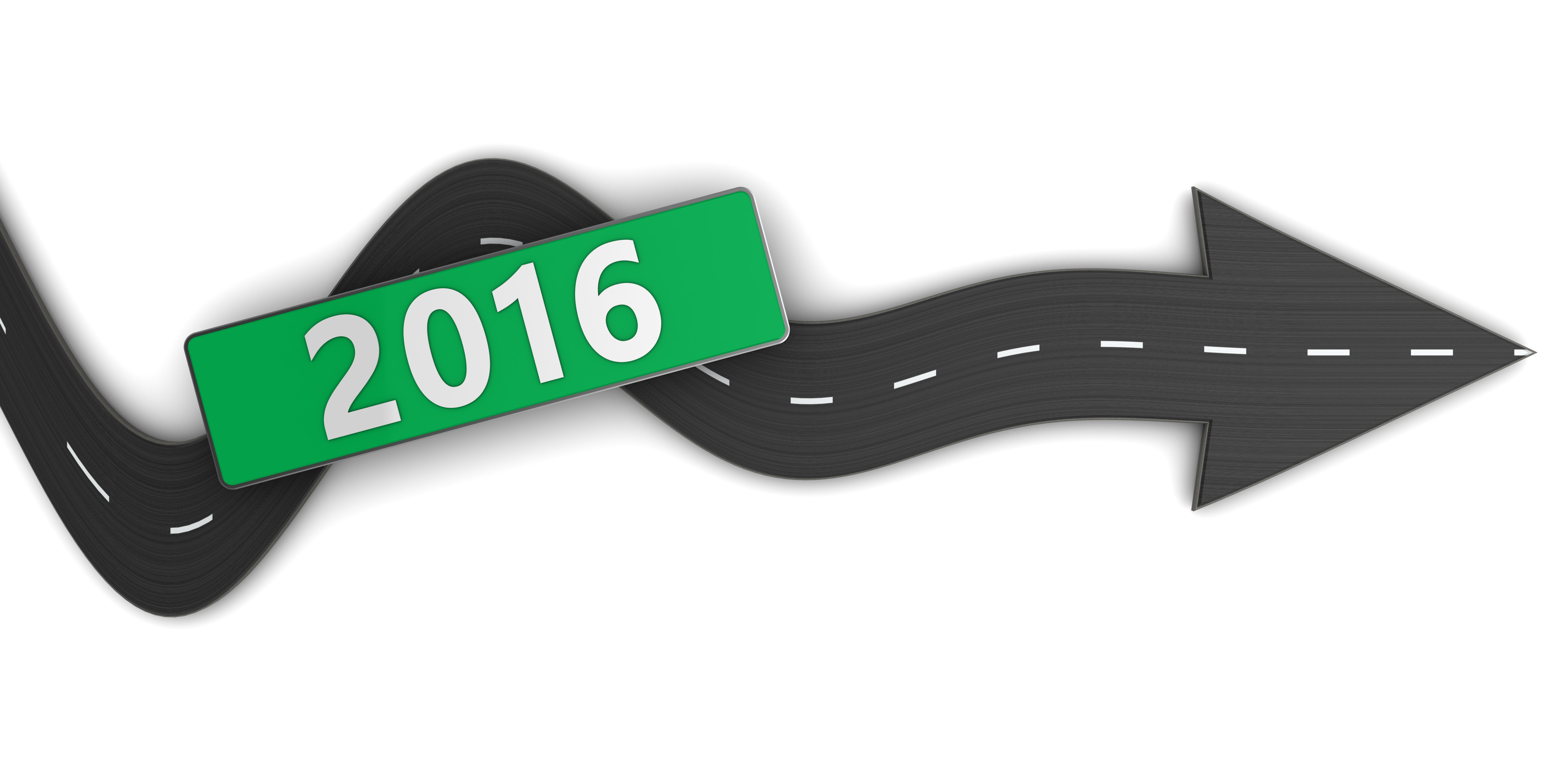 3d illustration of road with arrow and 2016 sign