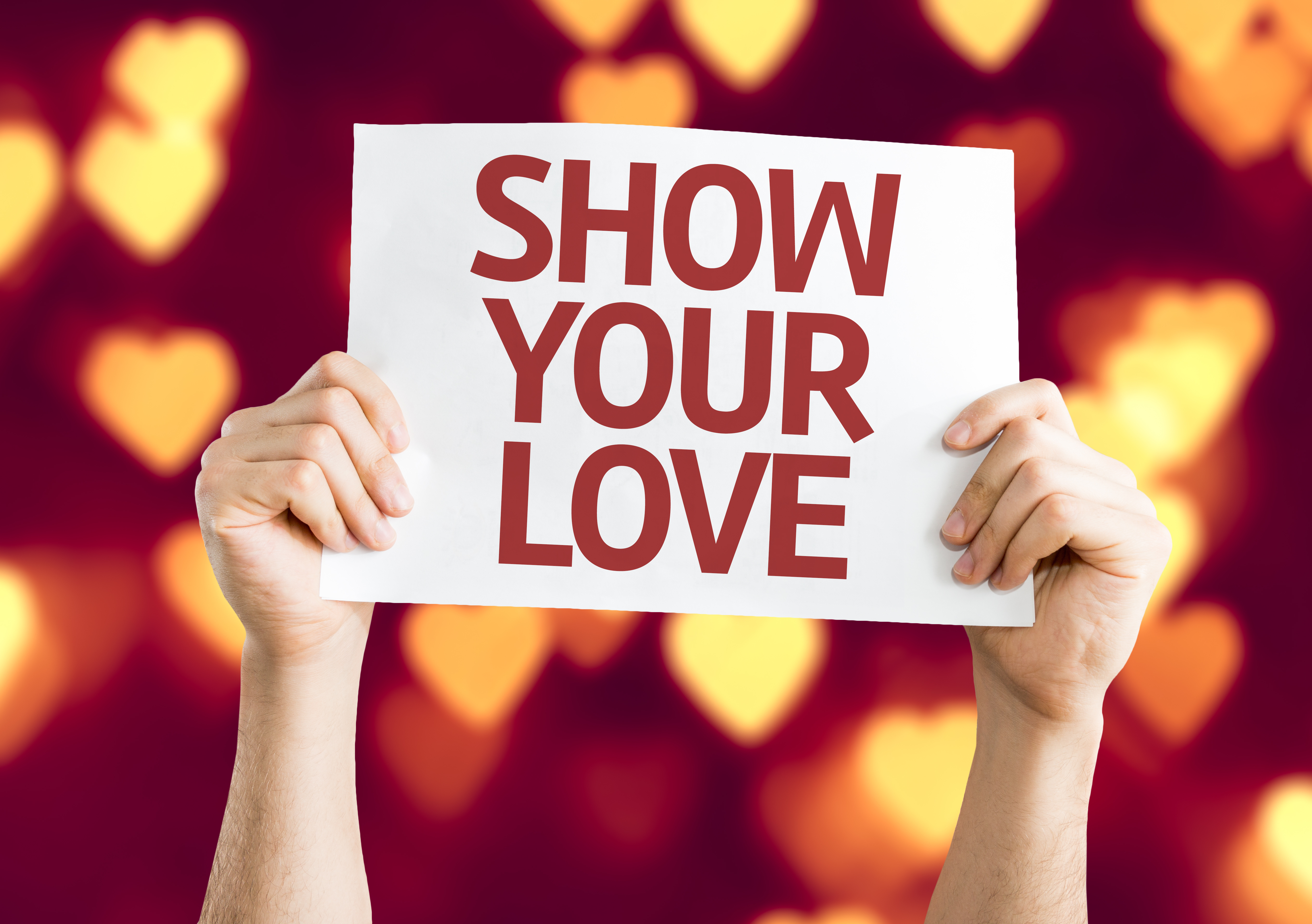 Show Your Love card with heart background