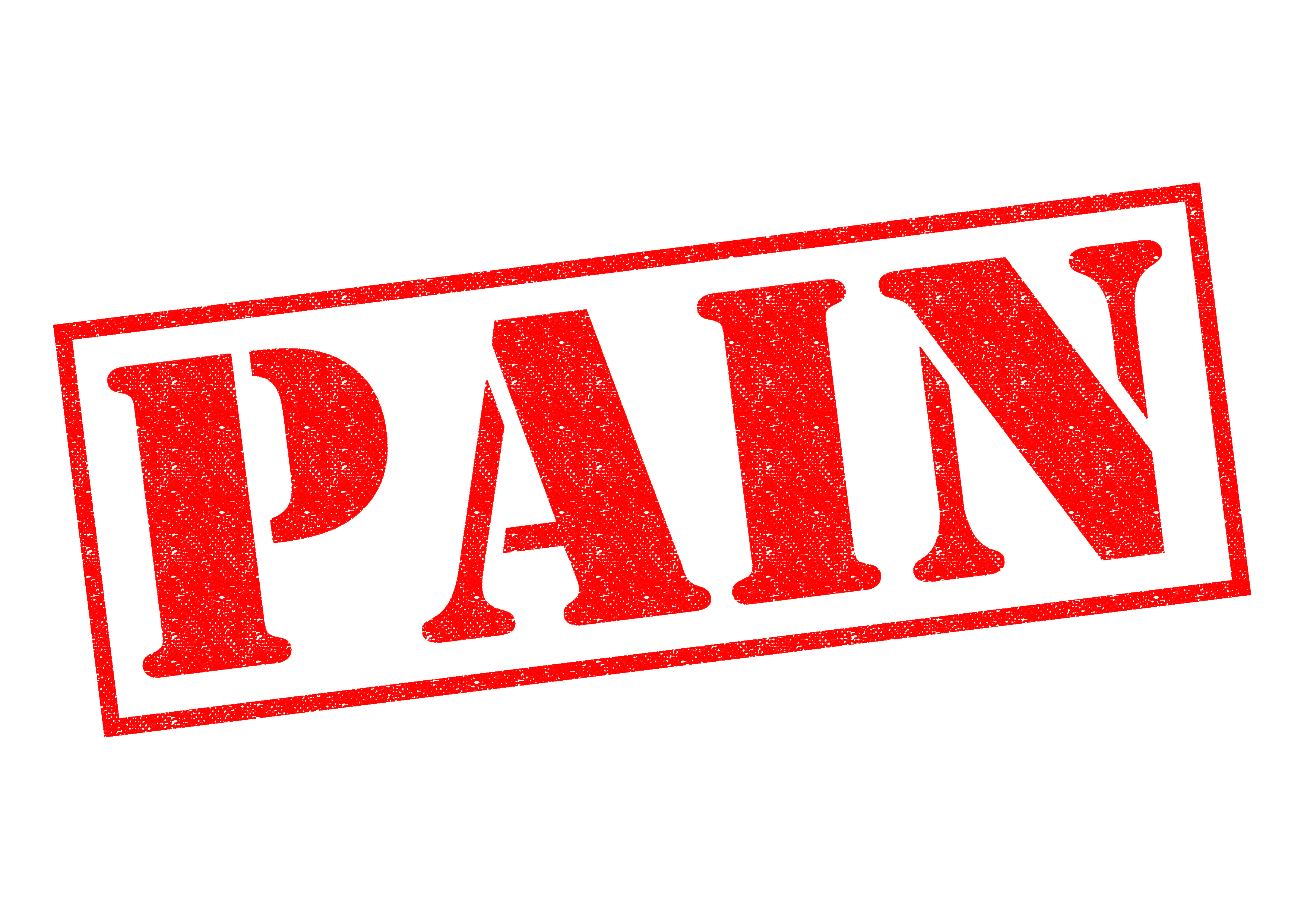 PAIN red Rubber Stamp over a white background.