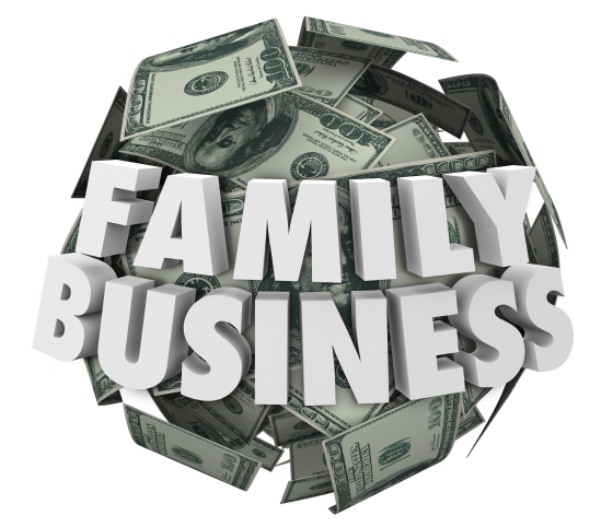 Family Business - Five Tips For Creating One: the words "Family Business" with a background of money