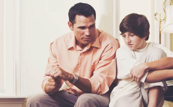 teach children about drugs - stepdad speaking with teenage son
