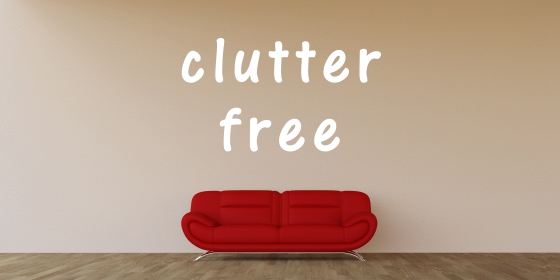 Tips for better home storage- A single chair with clutter free text on the wall