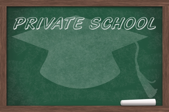 getting your kids into a great private school - chalk board with the words Private School