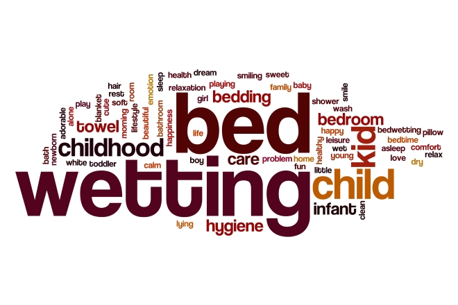 emotional stressors cause bedwetting in children - bedwetting word cloud