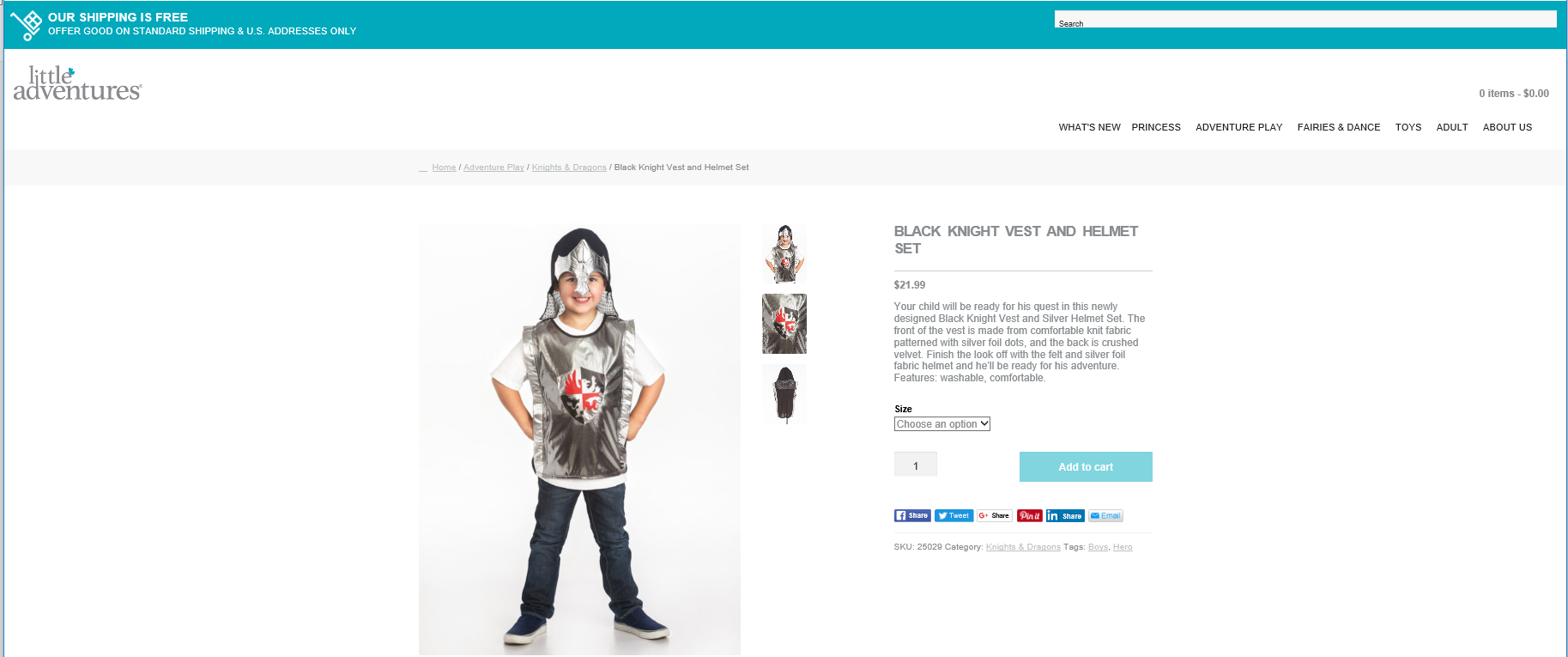 little adventures product review - Black knight vest and helmet set