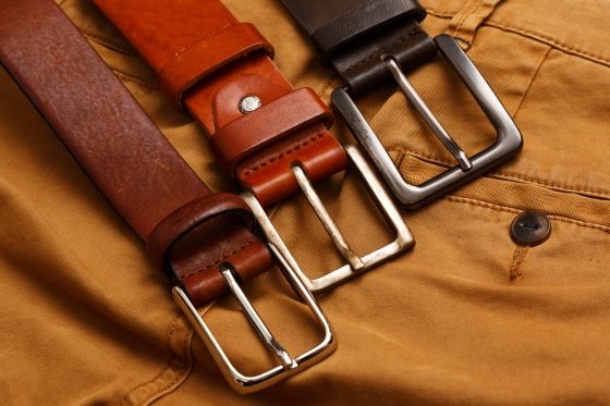 how to choose the right fashion belt - three leather belts and pants