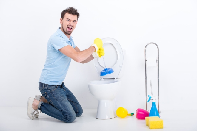 easiest ways to unclog your toilet - stepdad unclogging his toilet