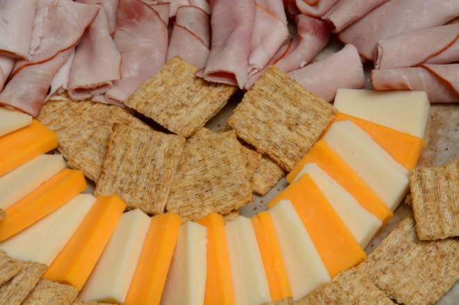 healthy after school snacks - cheese, meat and crackers
