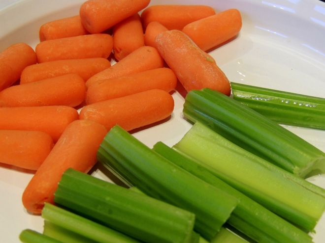 healthy after school snacks - plate of carrots and celery