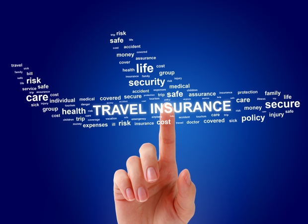 travel insurance is a smart investment -a word cloud of travel insurance in the shape of an aircraft