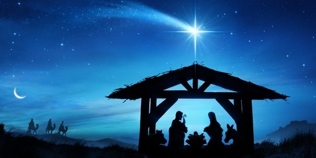 Merry Christmas 2017 - Christmas Nativity Scene with Manger Silhouette