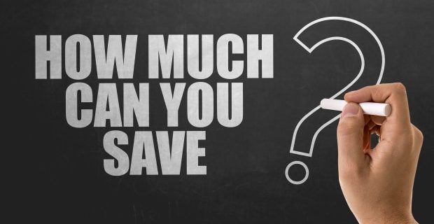 saving money a family affair - chalkboard with the question, "How Much Can You Save?"