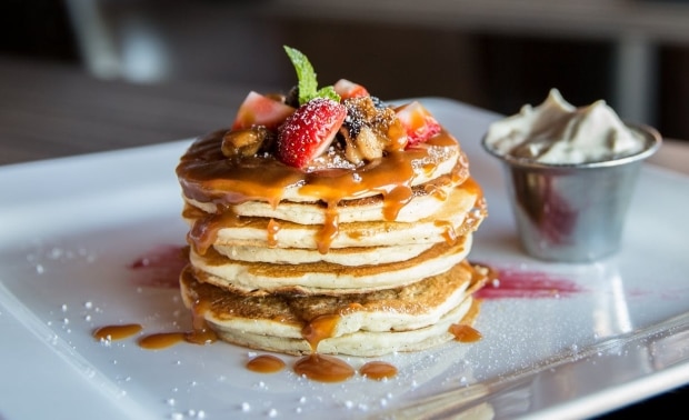 tasty breakfast creations for hungry families - mouth watering stack of pancakes