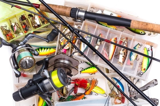 various pieces of fishing gear