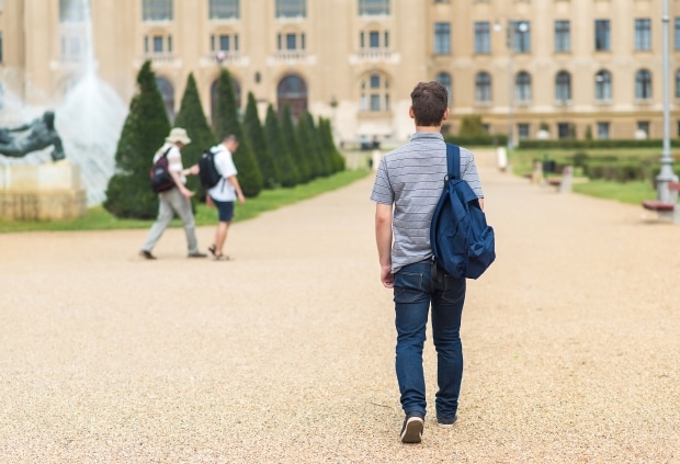 preparing your children for college -Student walking to college classes