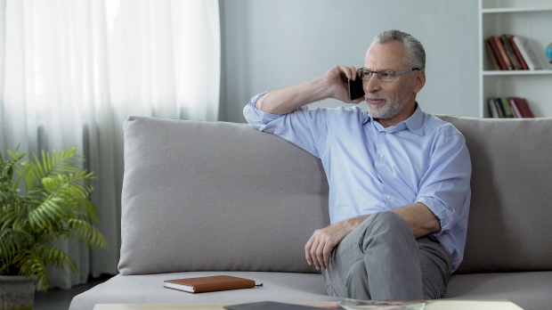 dad on phone with adult son