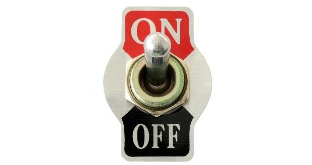 on and off switch in the on position