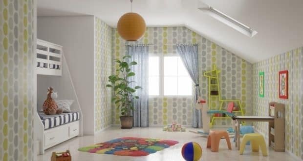 lighting ideas for your kids room-a kids room with a colorful paper lantern