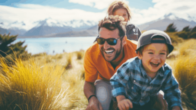 Fun summer activities for dads and sons- dad and sons enjoying the outdoors