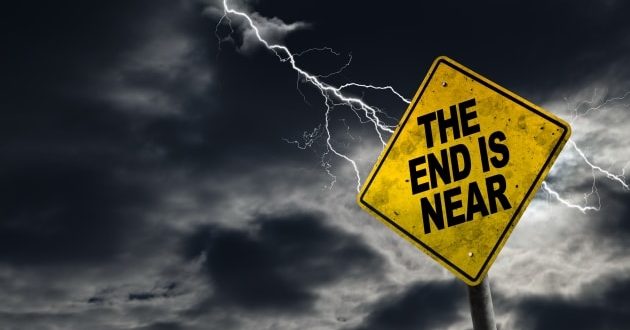 End is Near Sign With Stormy Background