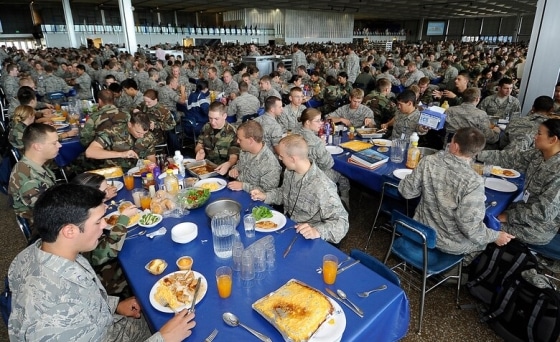 Air Force Academy cadets dining in Mitchell Hall