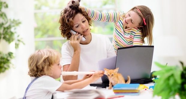 coping tips for moms - a working mom with two kids
