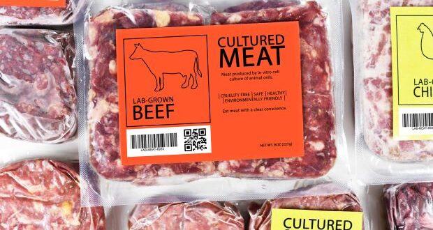Lab-grown meat -Cultured meat production with frozen packed raw meat with label