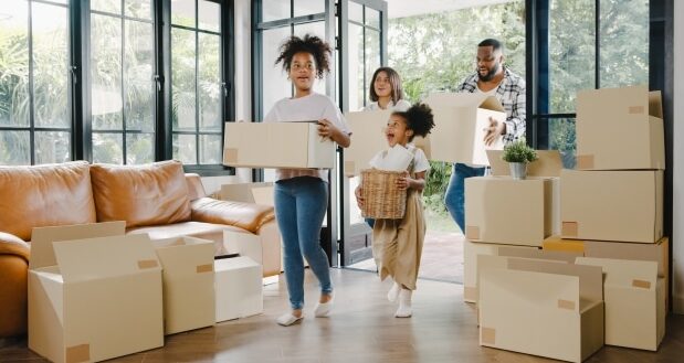 Checklist for family moves- A family moving into a new home