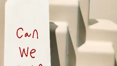 Communication in blended families-White card with handwritten text CAN WE TALK?