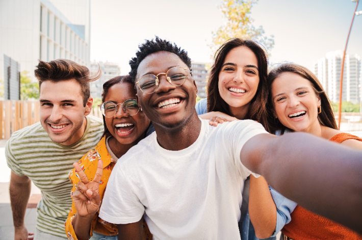 National New Friends Day-A group of friends smiling into the camera