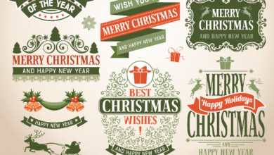 Christmas labels - labels with Merry Christmas text