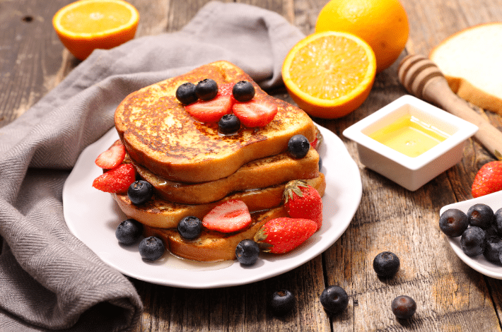 National French Toast Day - A plate of French toasts and fruits