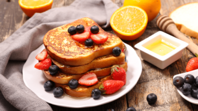 National French Toast Day - A plate of French toasts and fruits