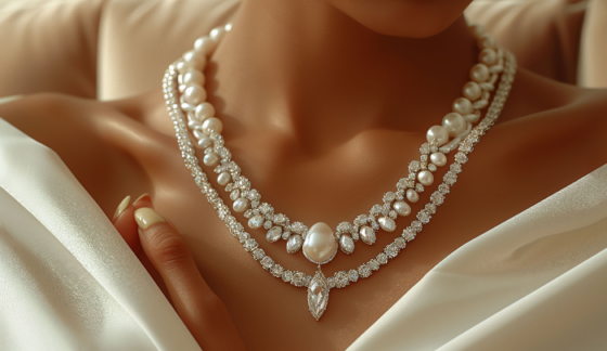 National Wear your Pearls Day - A woman wearing beautiful pearls.