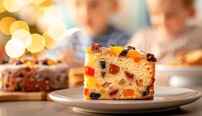 National Fruitcake Day - delicious looking slice of fruitcake