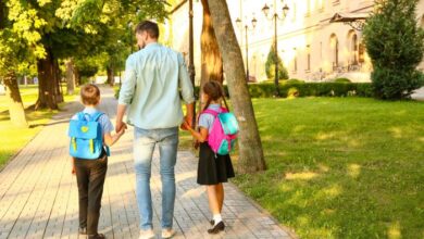 Stepdad parenting tips - Children going to school with their stepdad