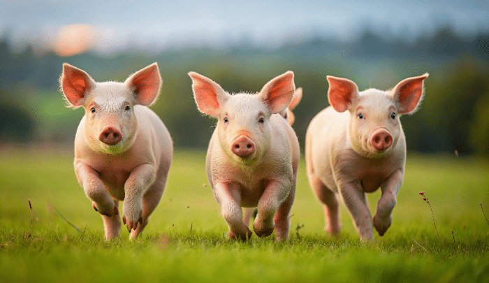 National Pig Day - three pigs running