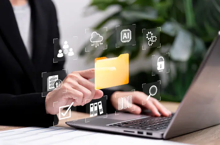 World Backup Day - a hand typing on a laptop