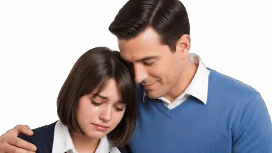 Helping a Child Experiencing Grief-Stepdad consoling grieving stepdaughter