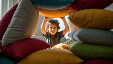 Rainy Day Activities For Stepfamilies - a boy in a pillow fort