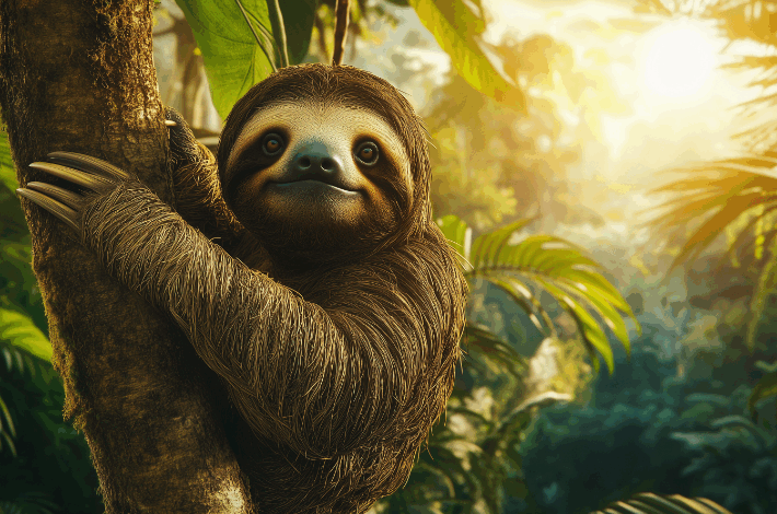 International Sloth Day - a sloth clinging to a tree
