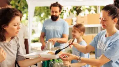 Christmas Gifts On A Budget For Blended Families-Blended family serving at local food bank