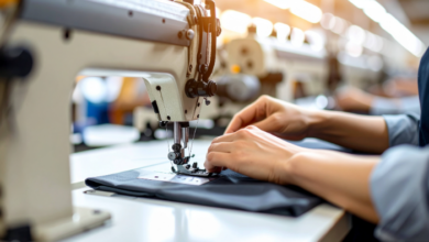 Expert Alterations - a tailor using a sewing machine