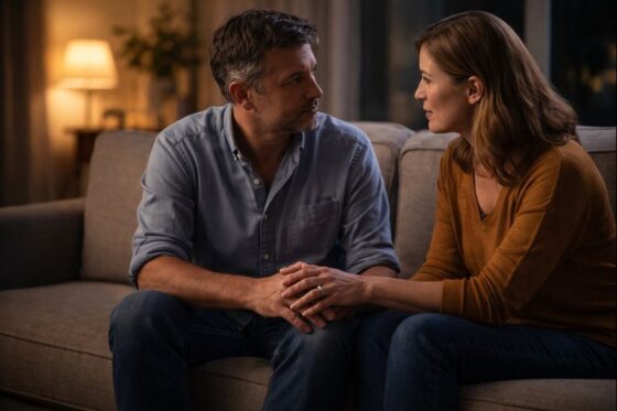 Wife listening compassionately to her husband share his struggles