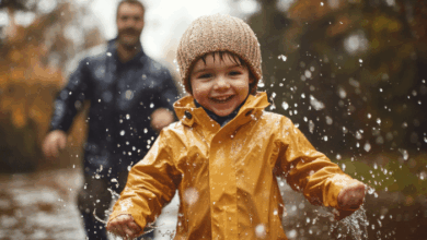 How Stepdads Can Turn Rainy Days Into Creative Gifts - Stepdad and son in the rain