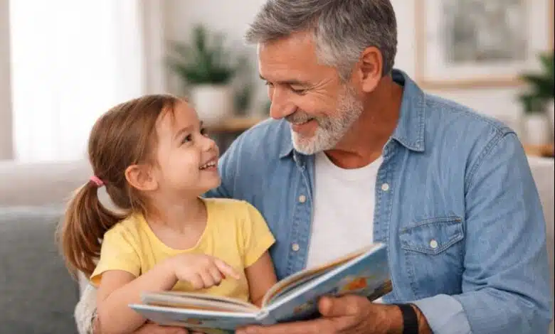 step-grandparent-Step-grandfather reading with his grandchild